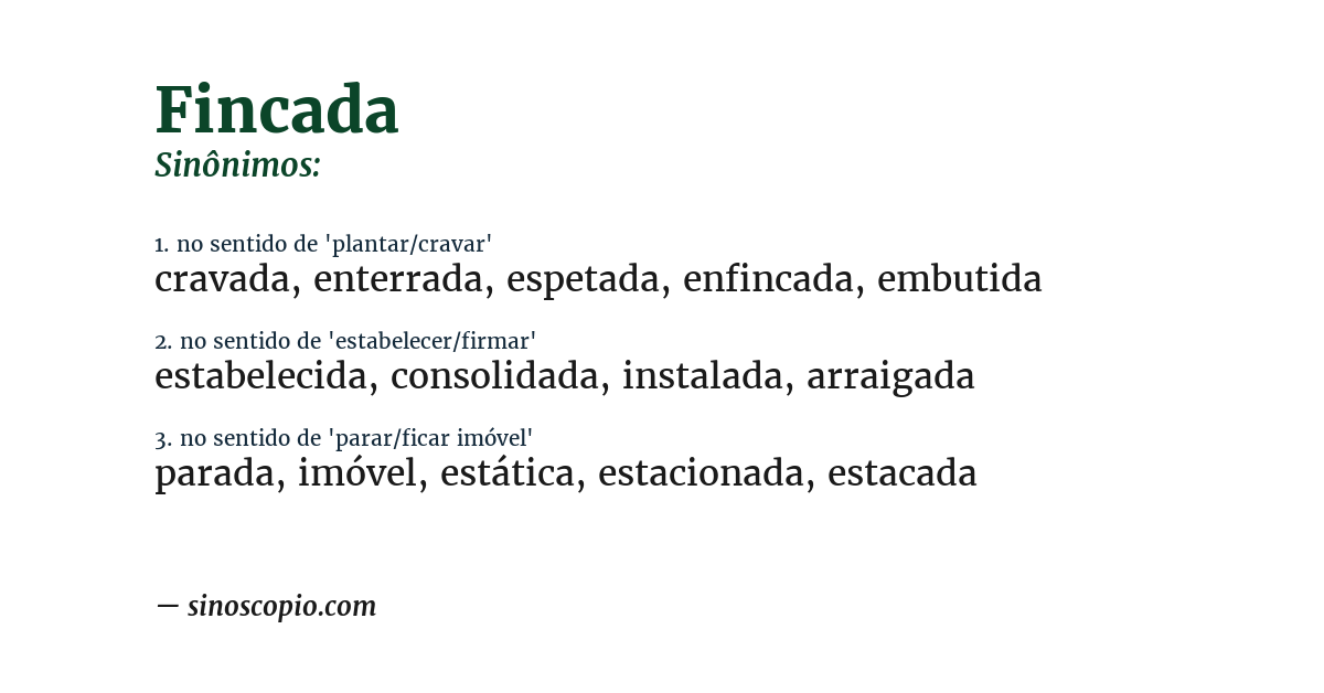 Sinônimo de fincada