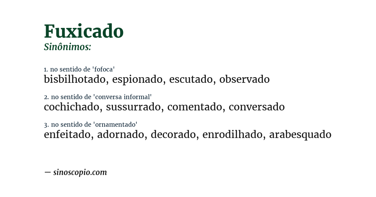Sinônimo de fuxicado