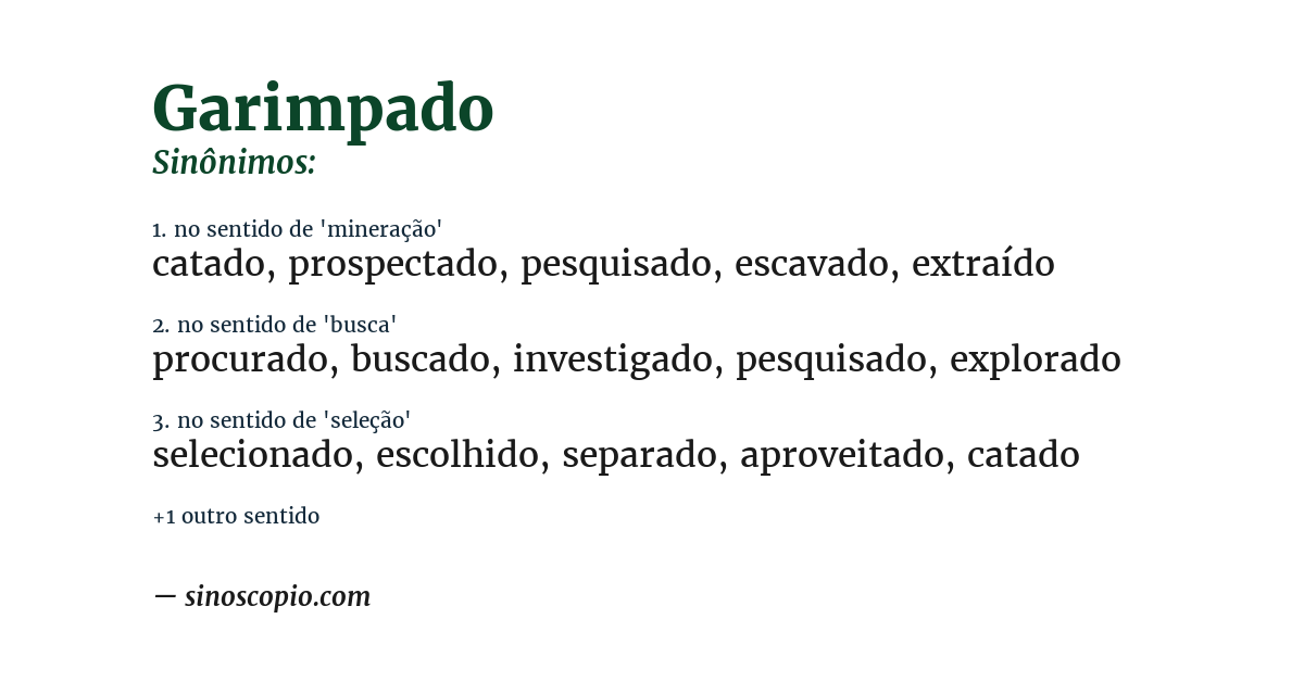 Sinônimo de garimpado