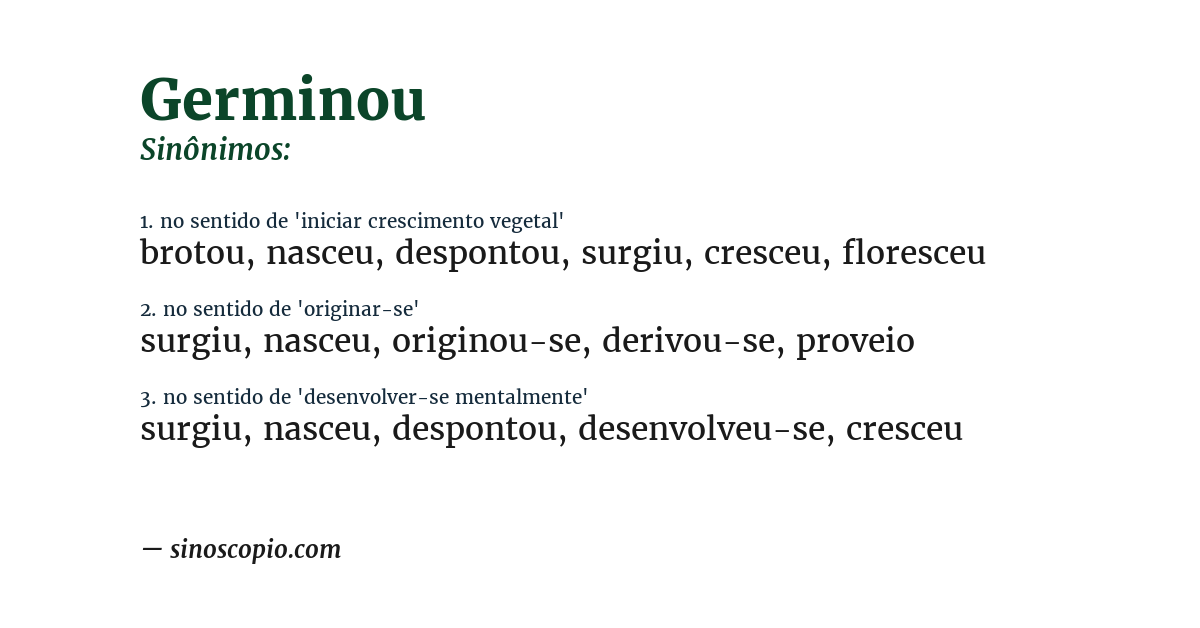 Sinônimo de germinou