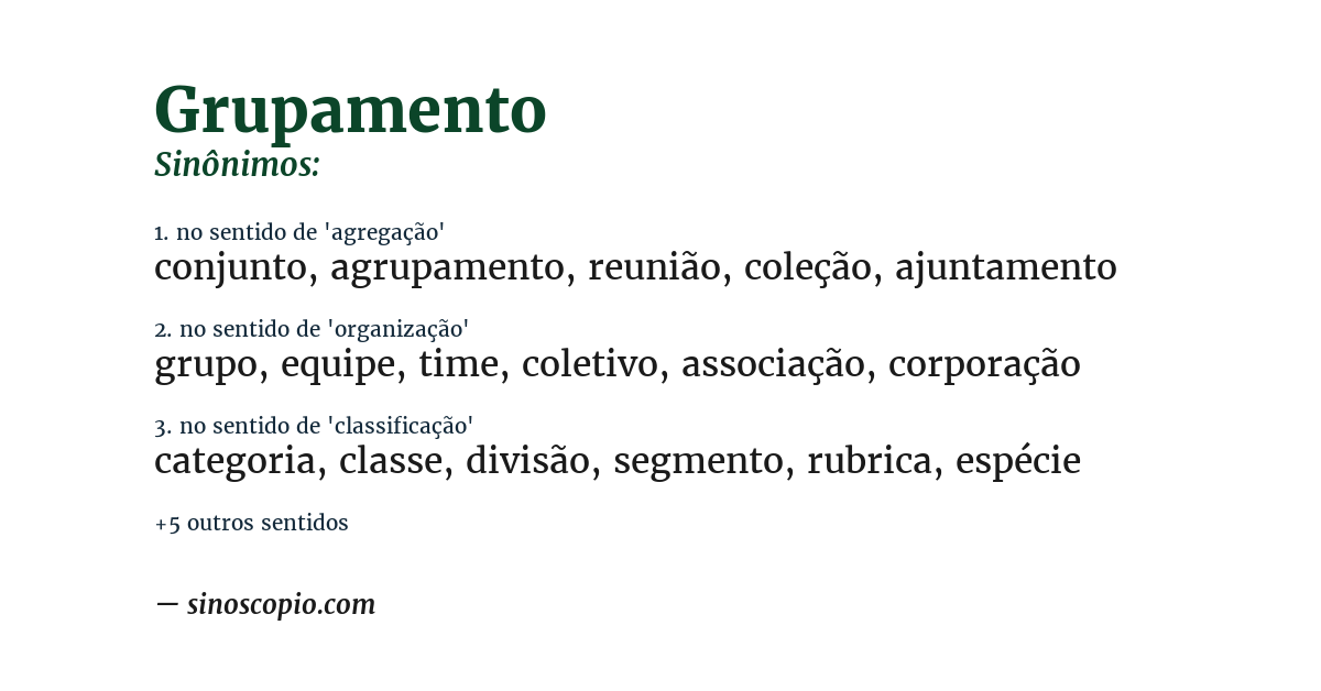 Sinônimo de grupamento