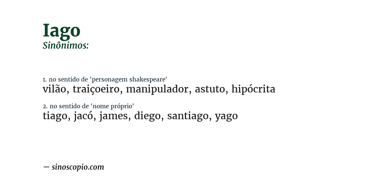 Sinônimo de iago
