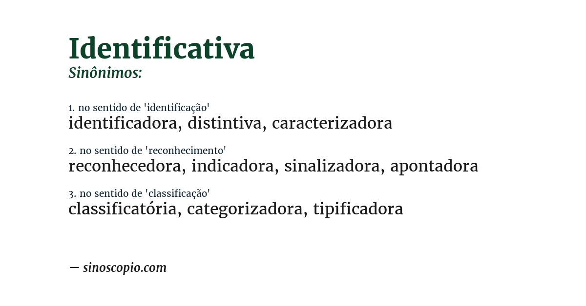 Sinônimo de identificativa
