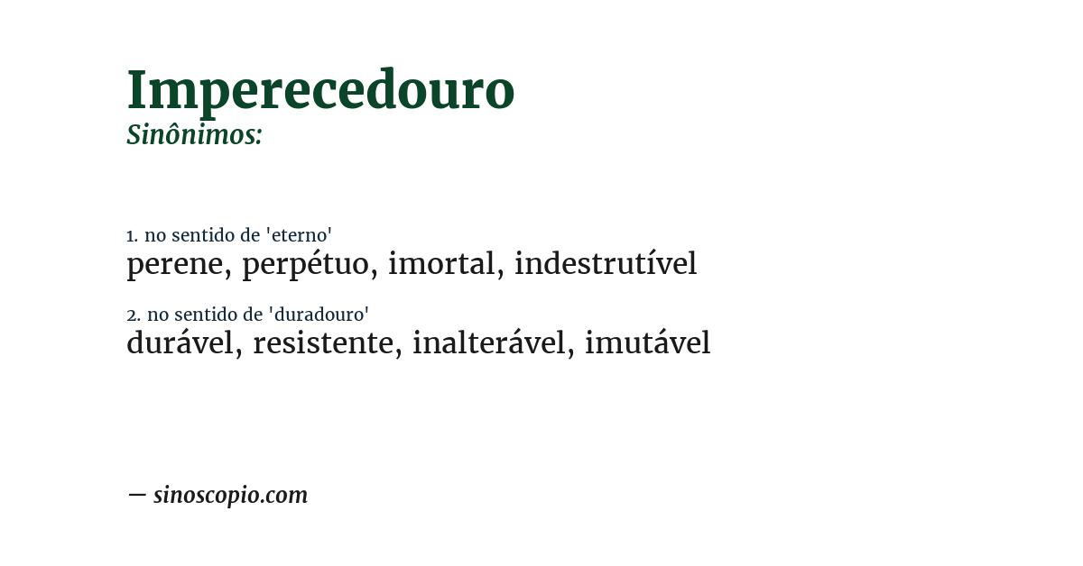 Sinônimo de imperecedouro