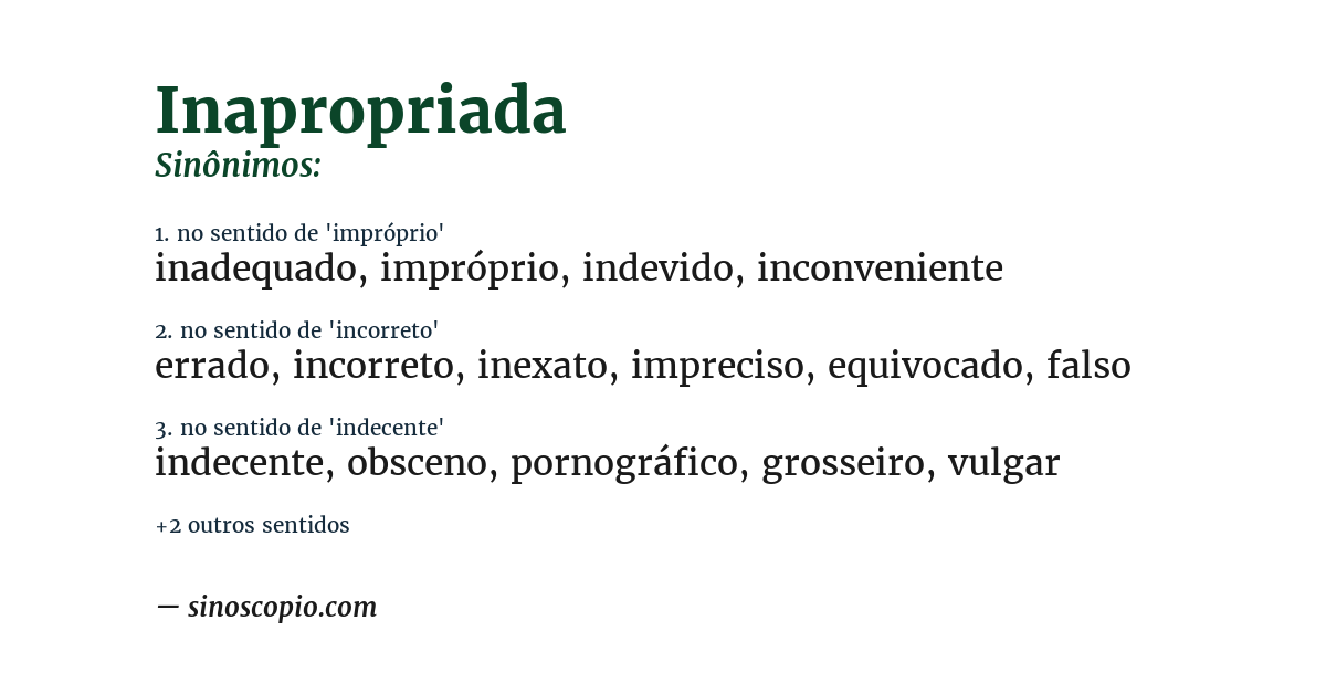 Sinônimo de inapropriada