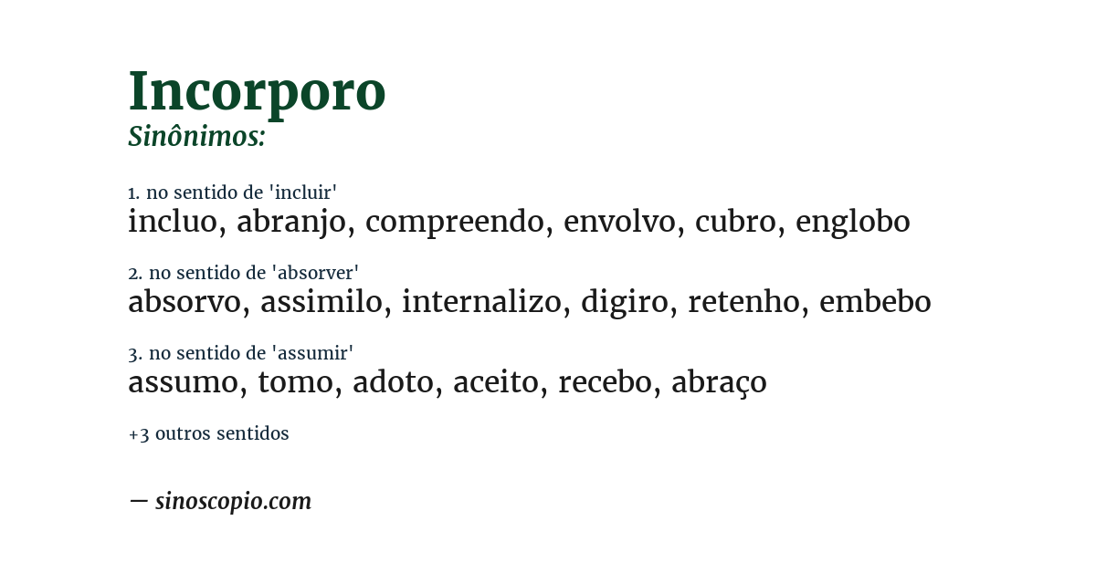 Sinônimo de incorporo