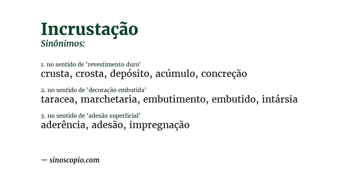 Sinônimo de incrustação