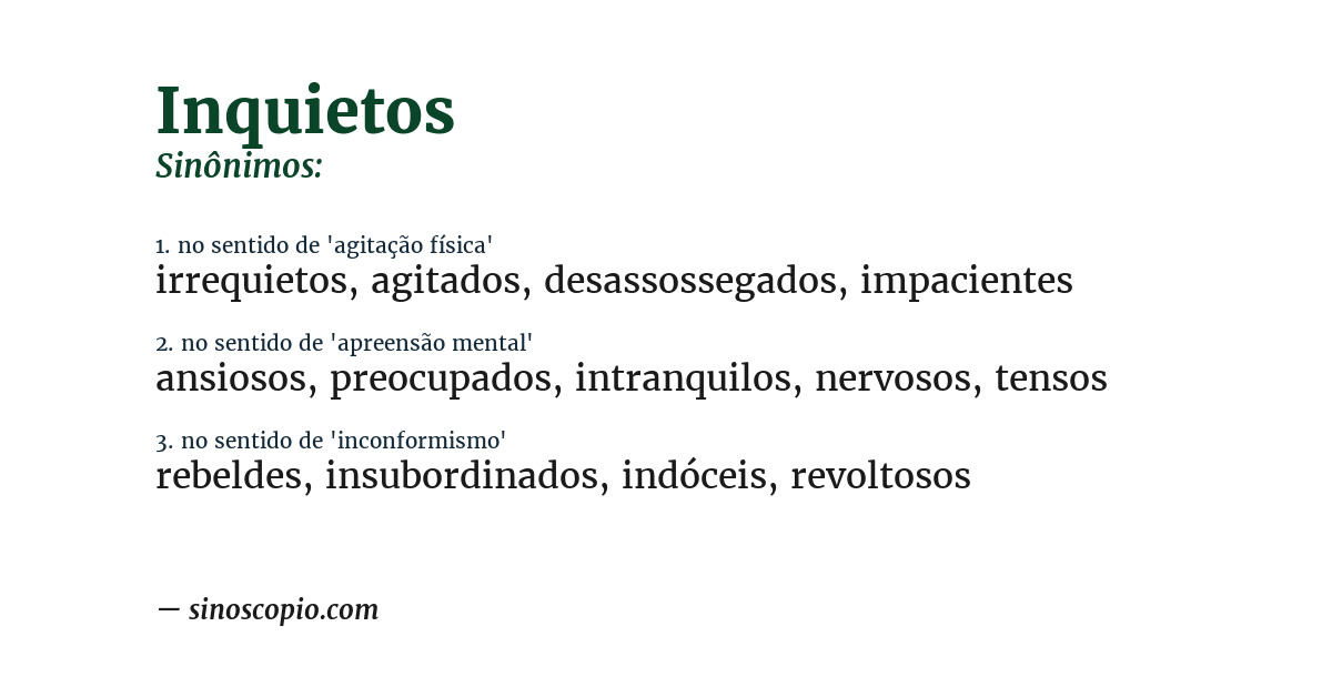 Sinônimo de inquietos