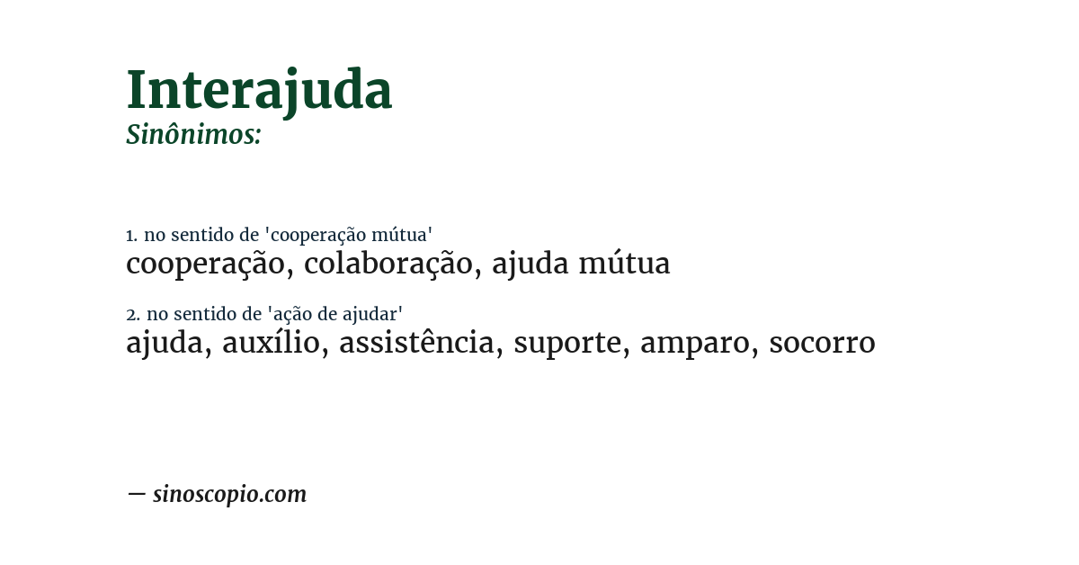 Sinônimo de interajuda