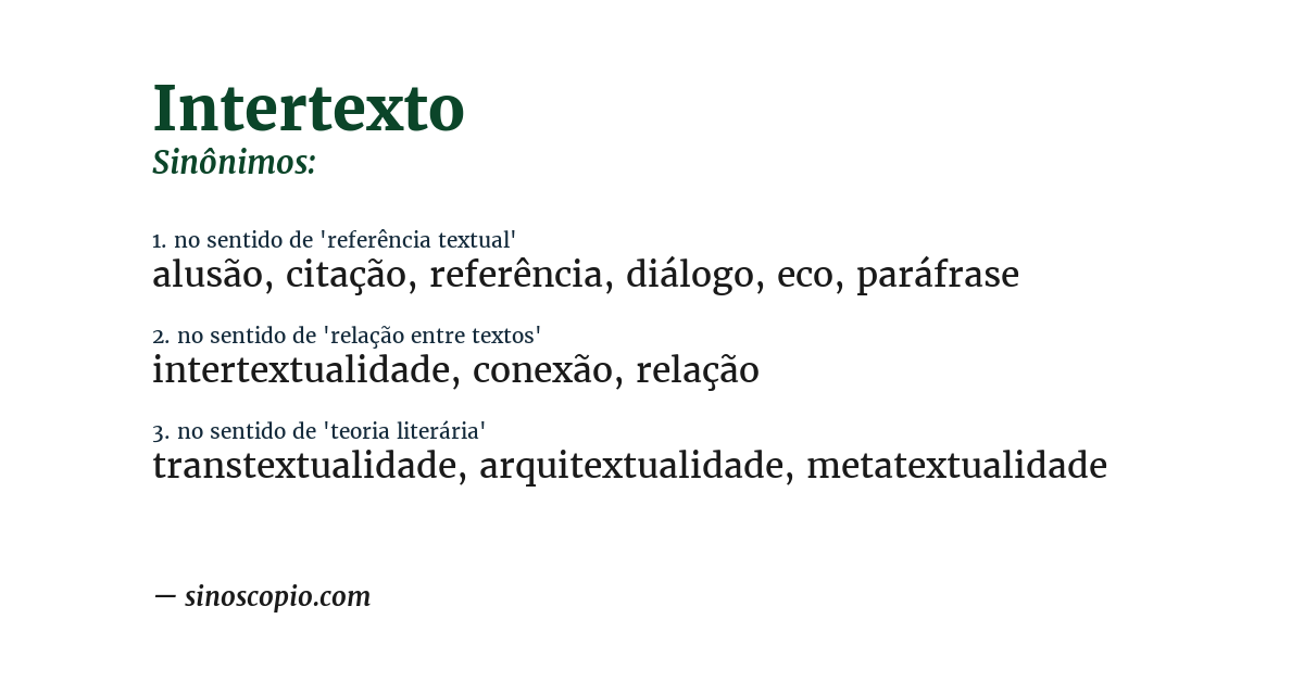Sinônimo de intertexto