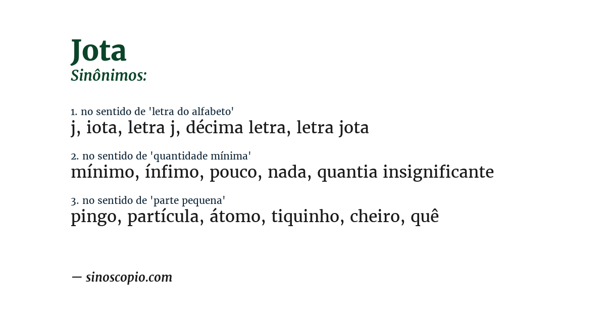 Sinônimo de jota