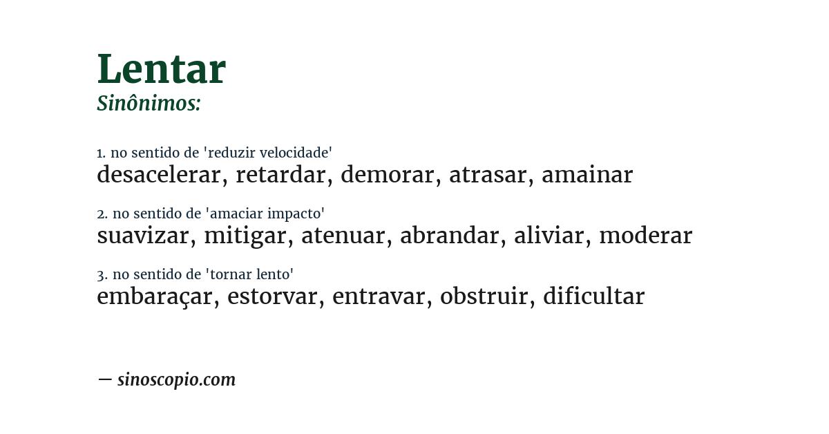 Sinônimo de lentar