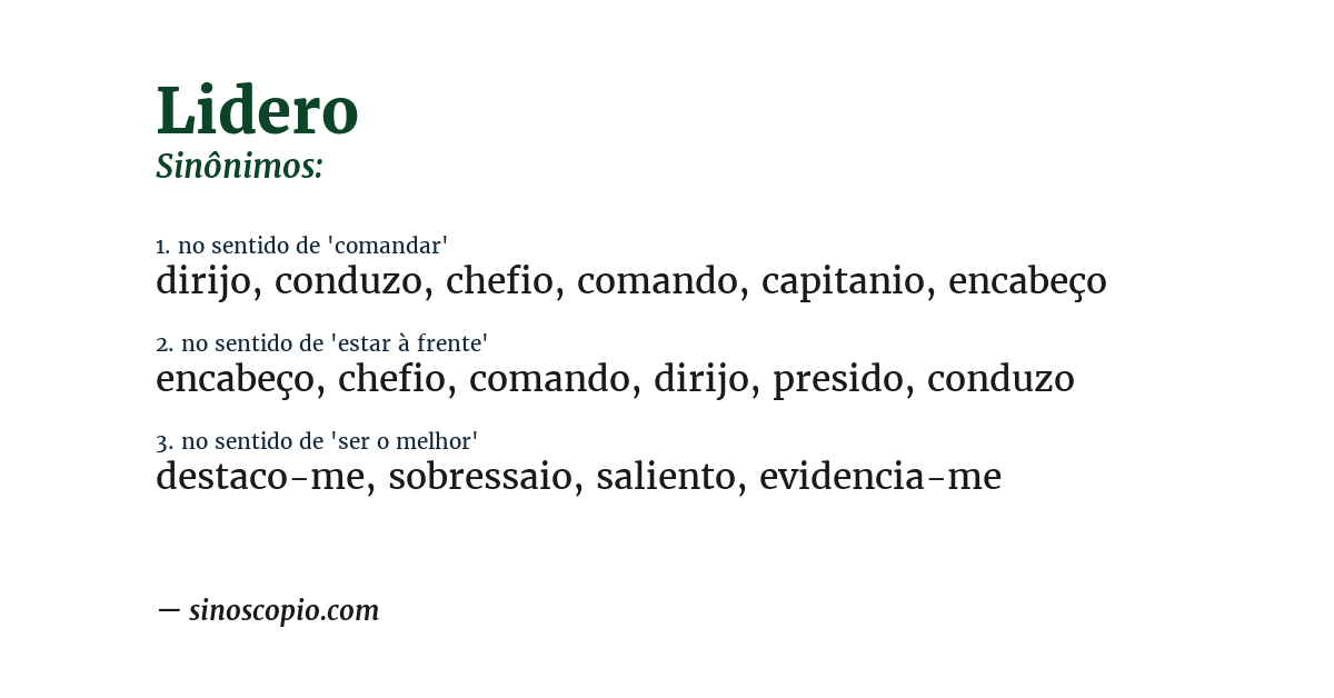 Sinônimo de lidero