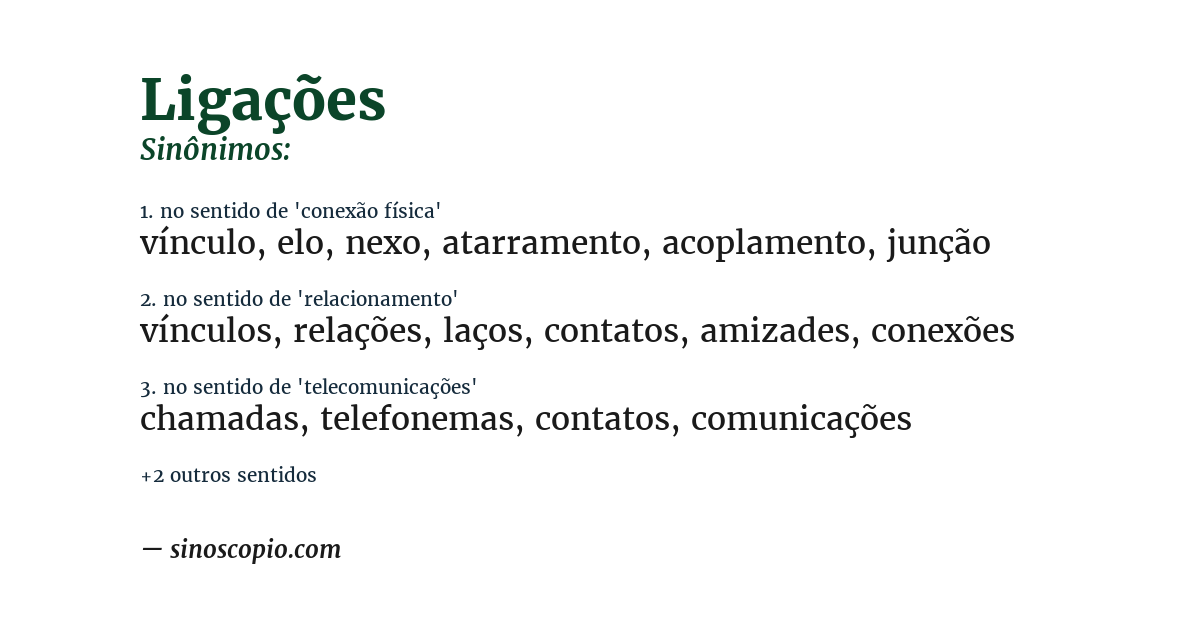 Sinônimo de ligações