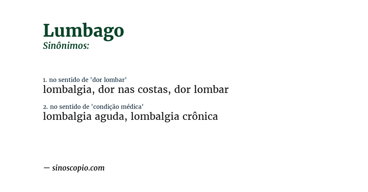 Sinônimo de lumbago