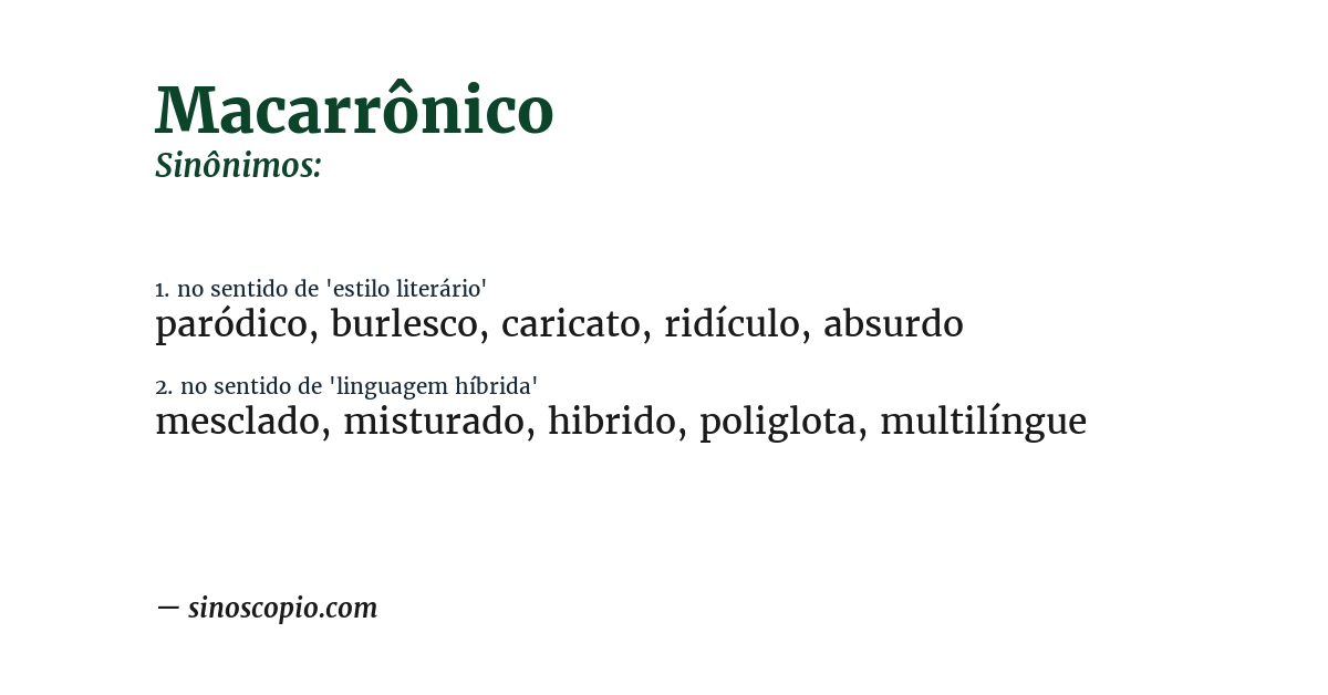 Sinônimo de macarrônico
