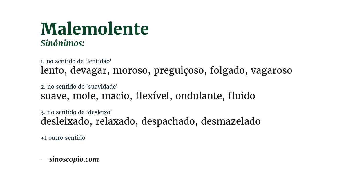 Sinônimo de malemolente