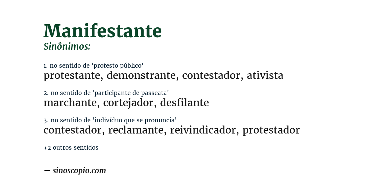 Sinônimo de manifestante