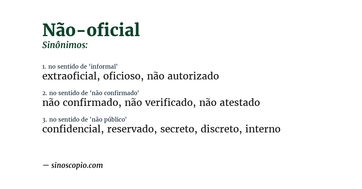 Sinônimo de não-oficial