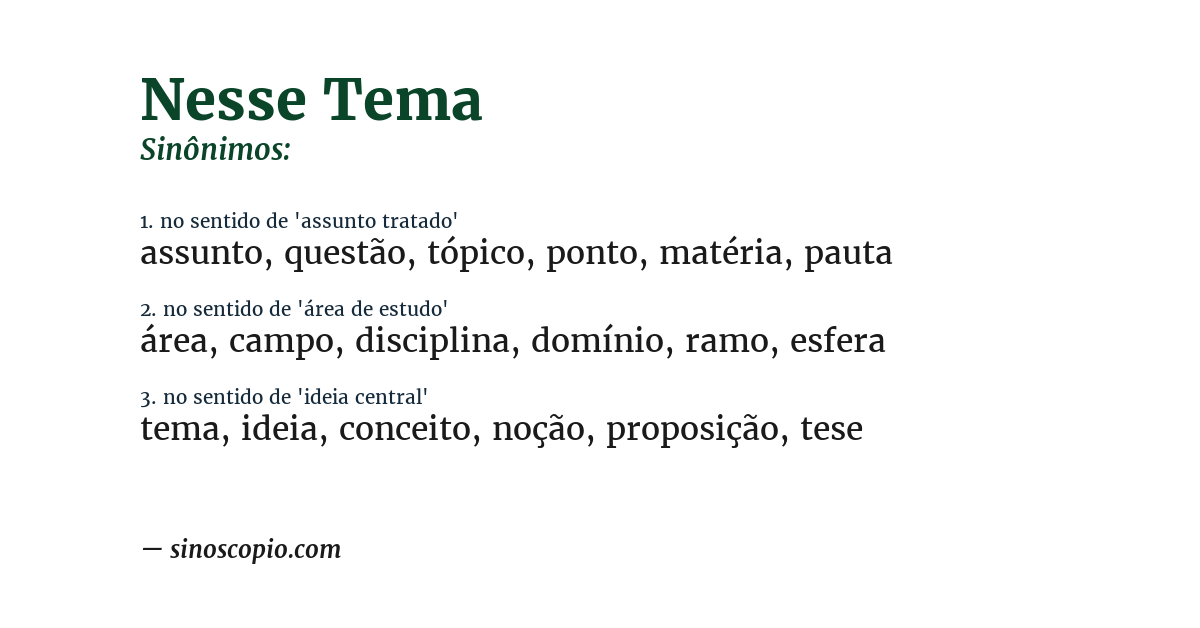 Sinônimo de nesse tema