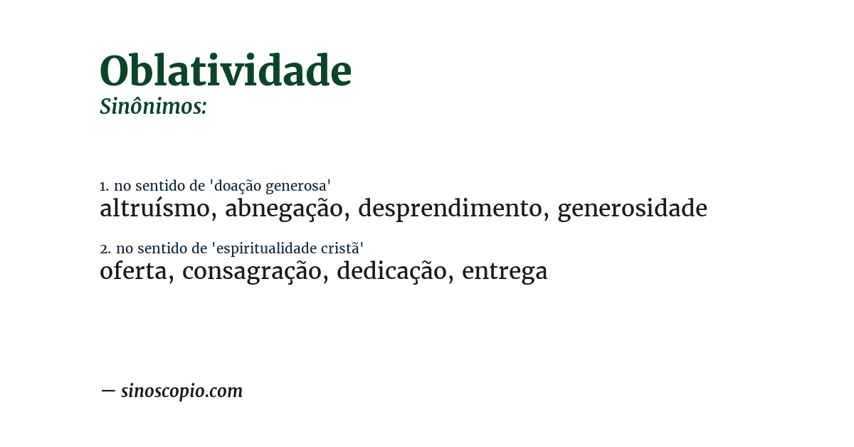 Sinônimo de oblatividade