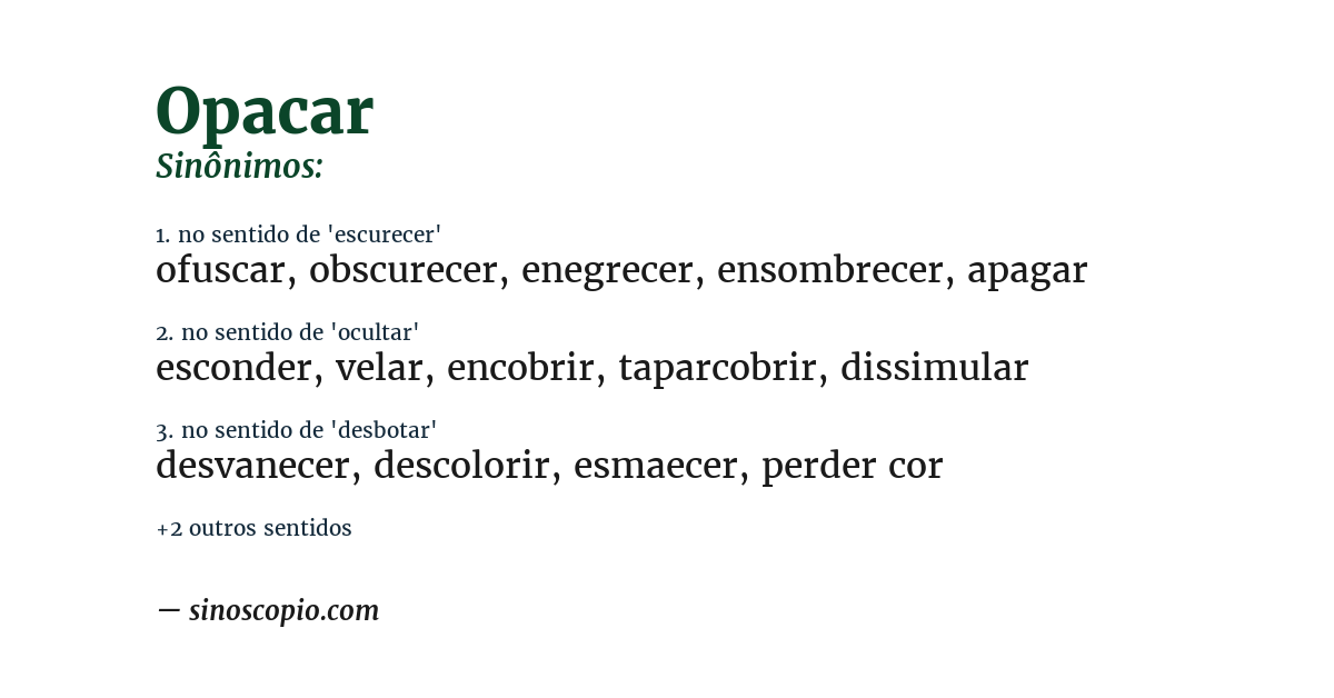 Sinônimo de opacar