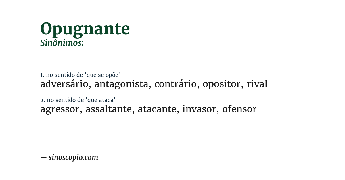 Sinônimo de opugnante