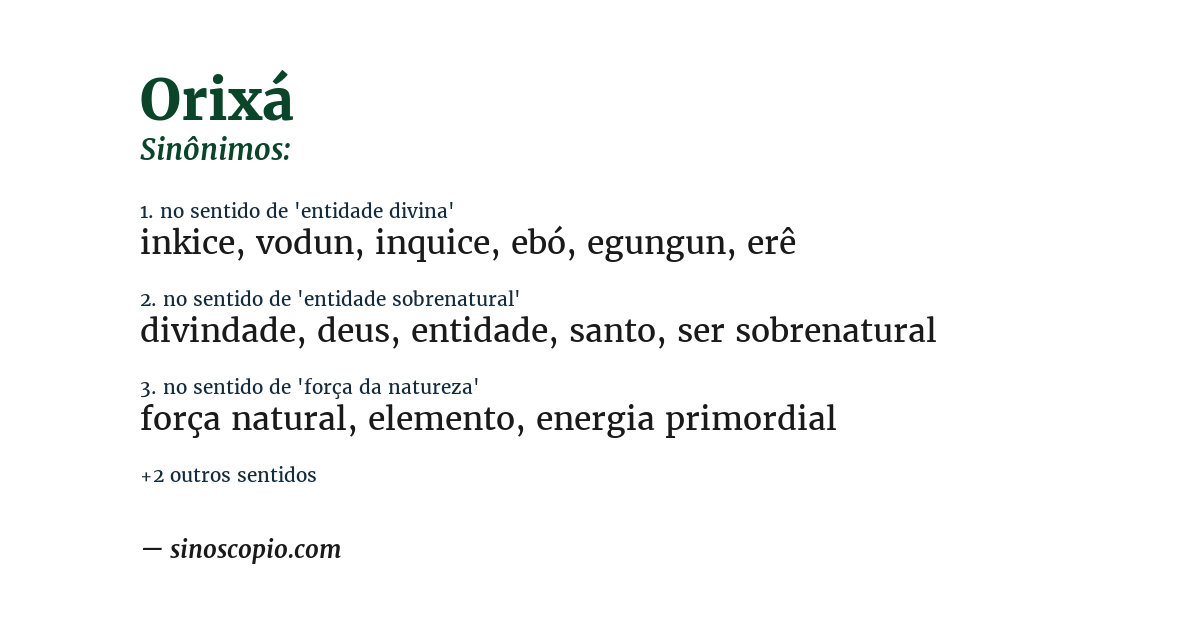 Sinônimo de orixá