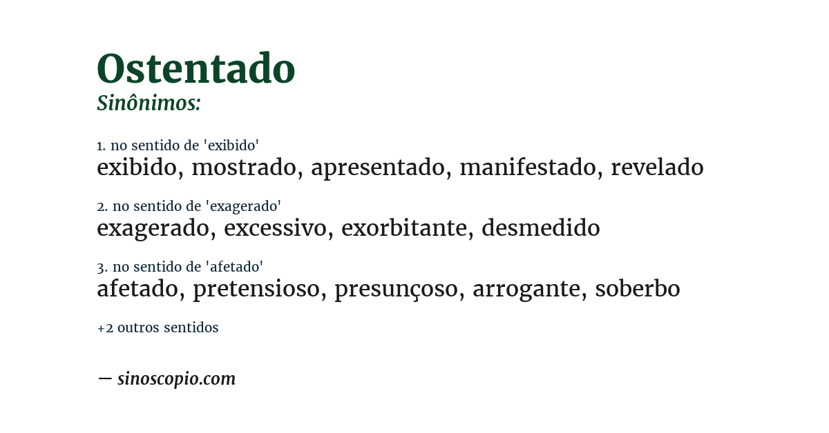 Sinônimo de ostentado