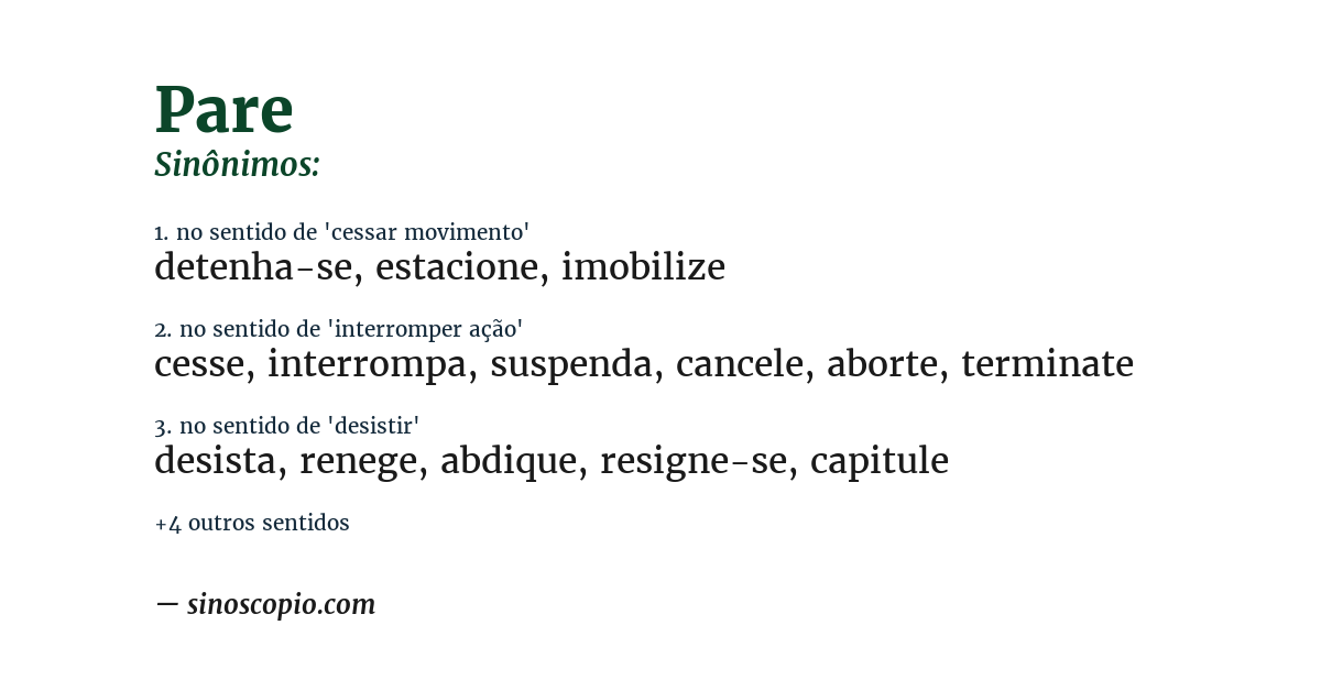Sinônimo de pare
