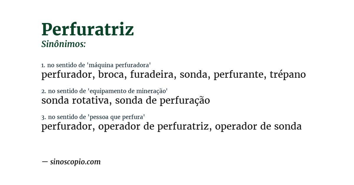 Sinônimo de perfuratriz
