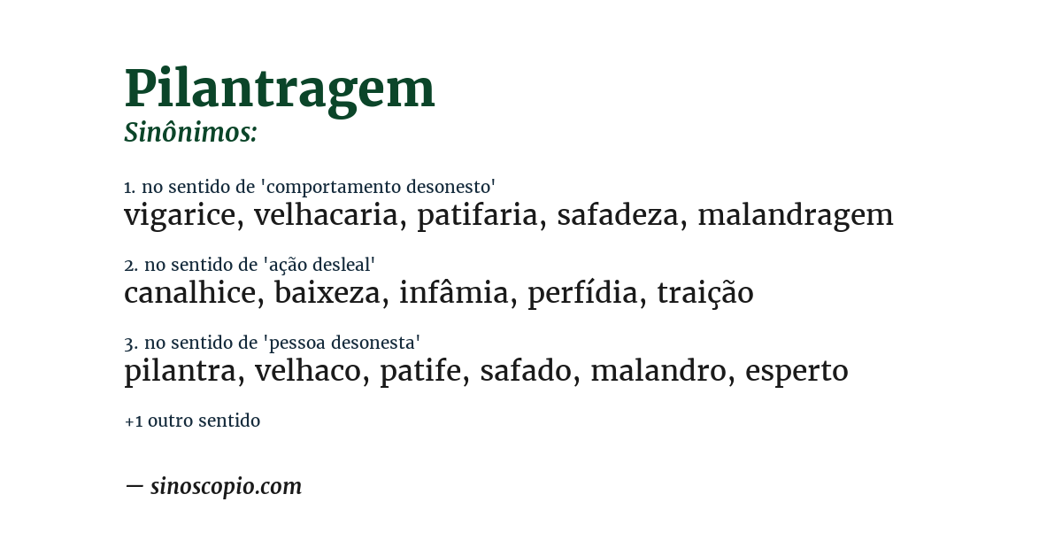 Sinônimo de pilantragem