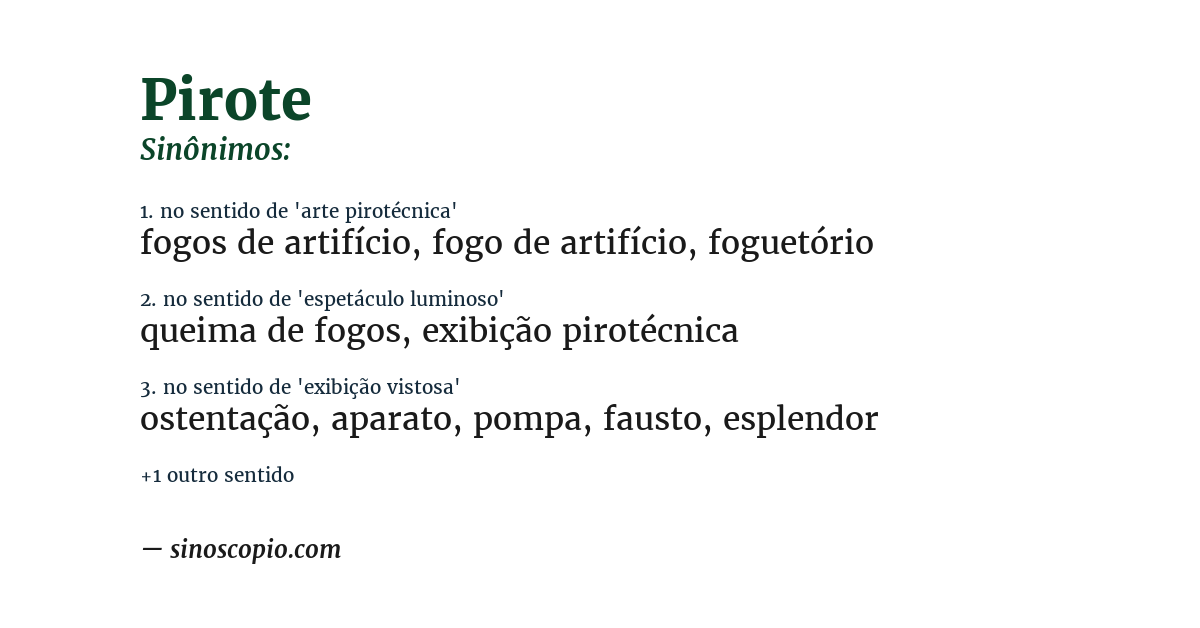 Sinônimo de pirote