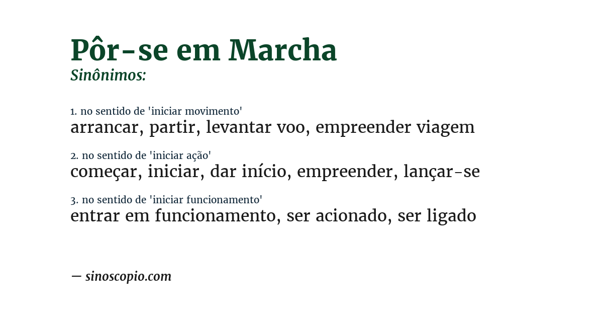 Sinônimo de pôr-se em marcha