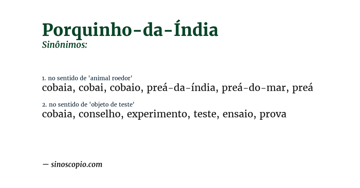 Sinônimo de porquinho-da-índia