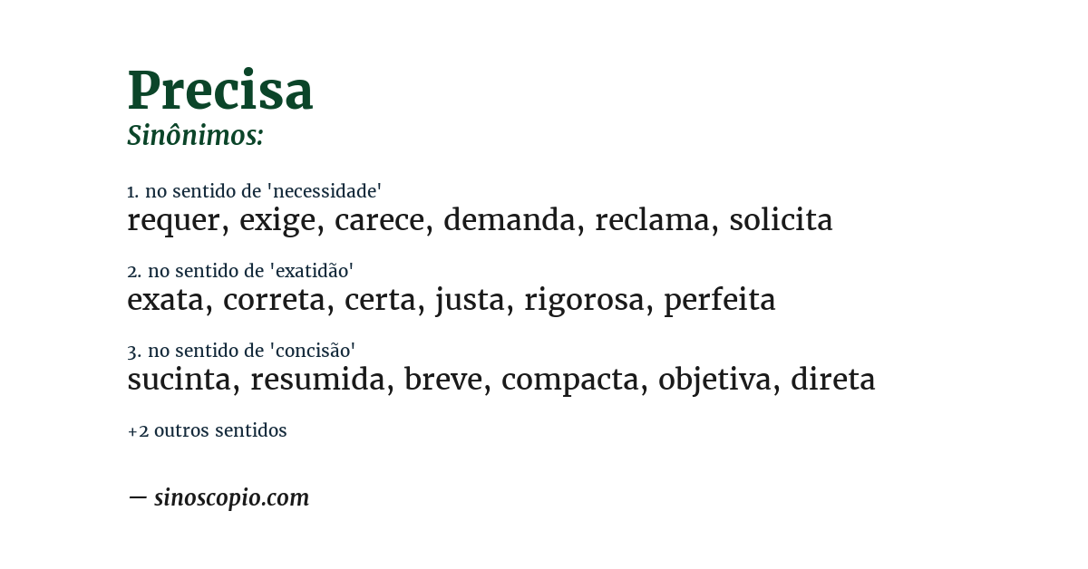 Sinônimo de precisa