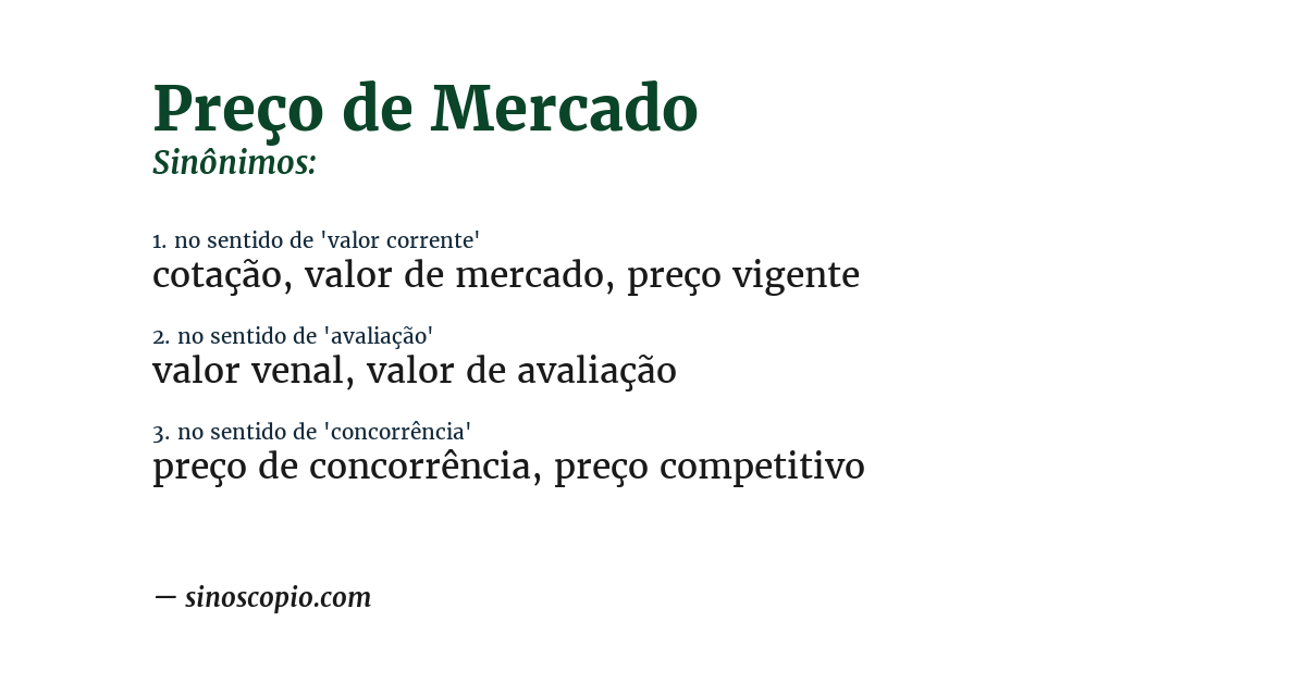 Sinônimo de preço de mercado