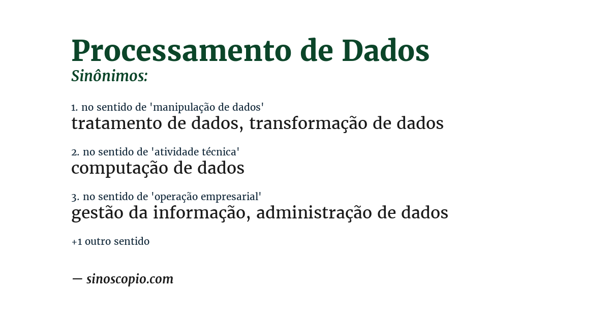 Sinônimo de processamento de dados