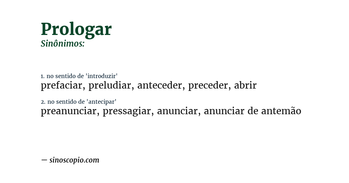 Sinônimo de prologar