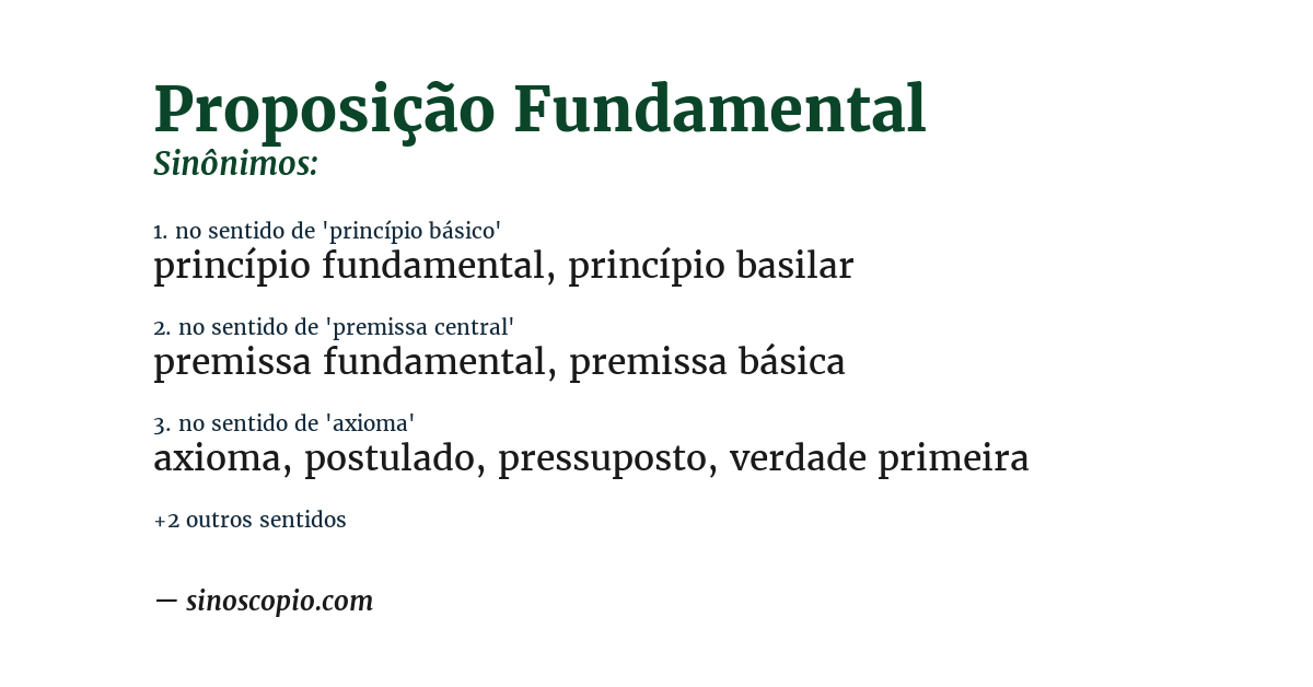 Sinônimo de proposição fundamental