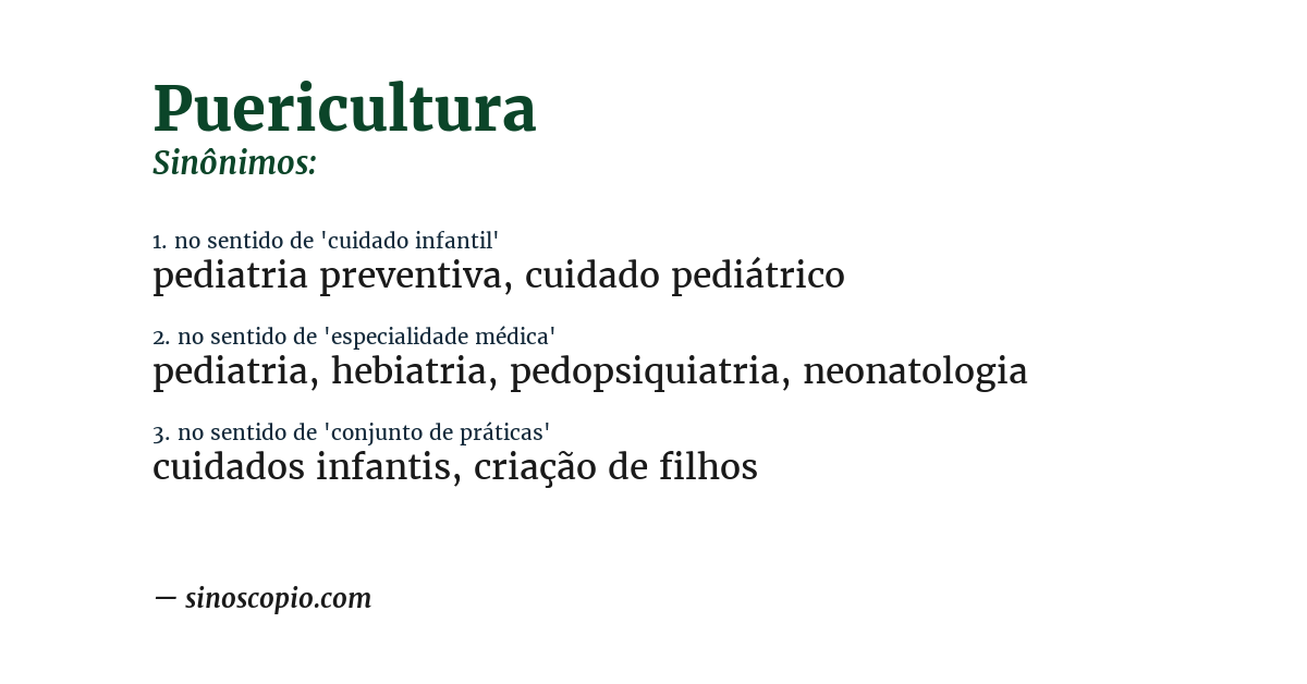 Sinônimo de puericultura