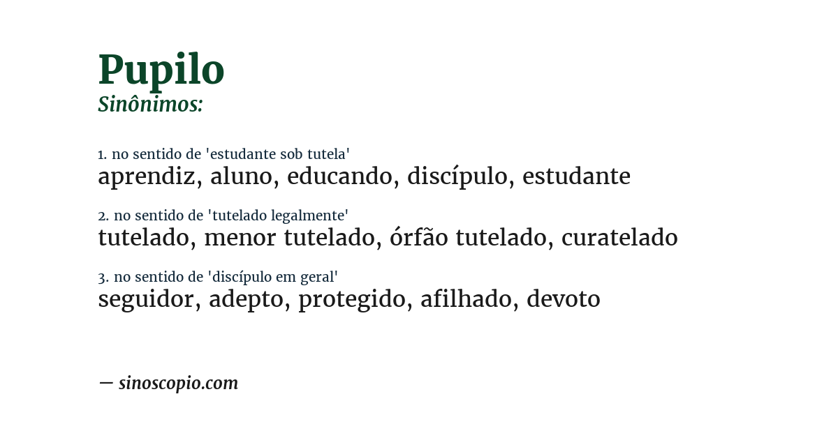 Sinônimo de pupilo