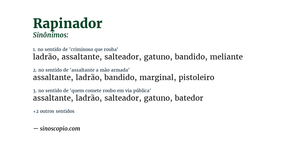 Sinônimo de rapinador