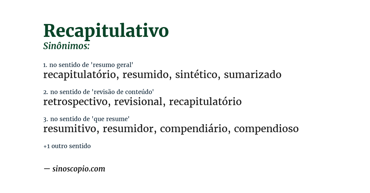 Sinônimo de recapitulativo