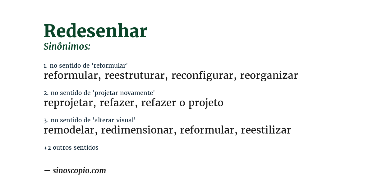 Sinônimo de redesenhar