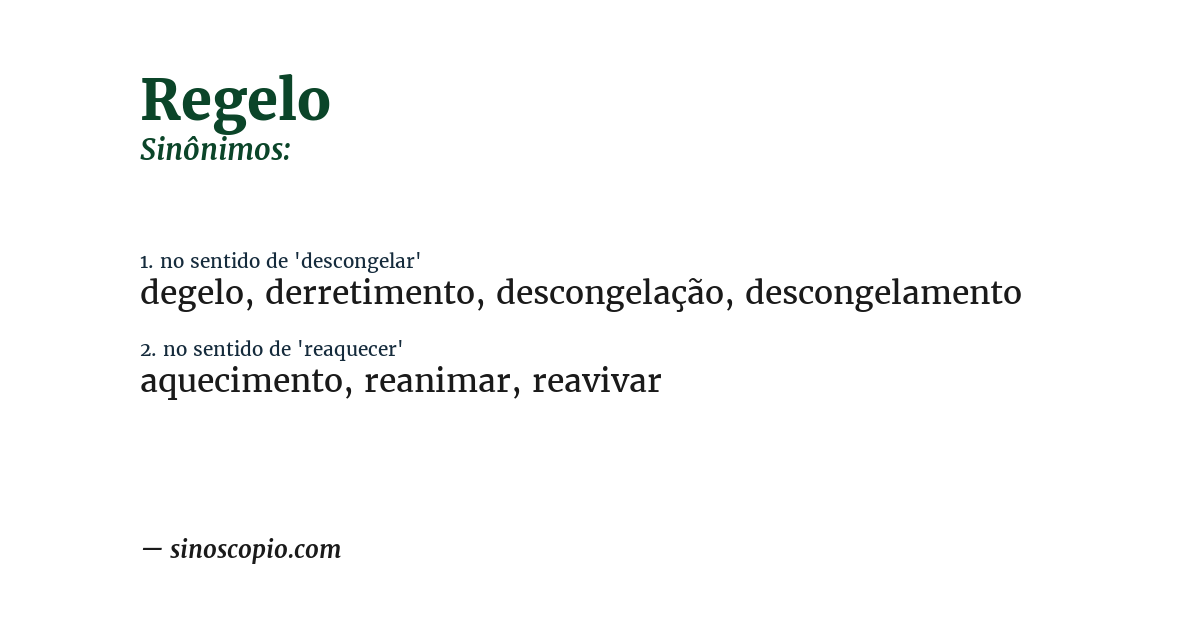 Sinônimo de regelo