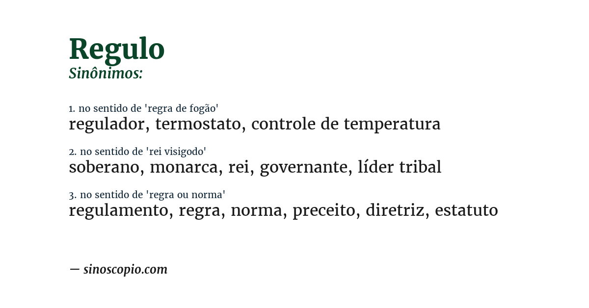 Sinônimo de regulo