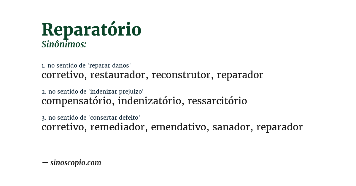 Sinônimo de reparatório