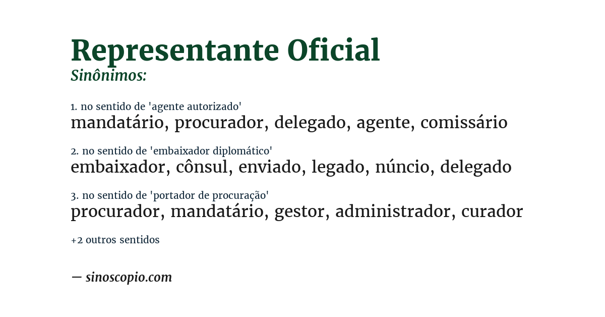 Sinônimo de representante oficial
