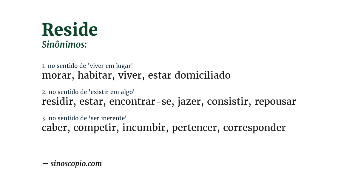 Sinônimo de reside